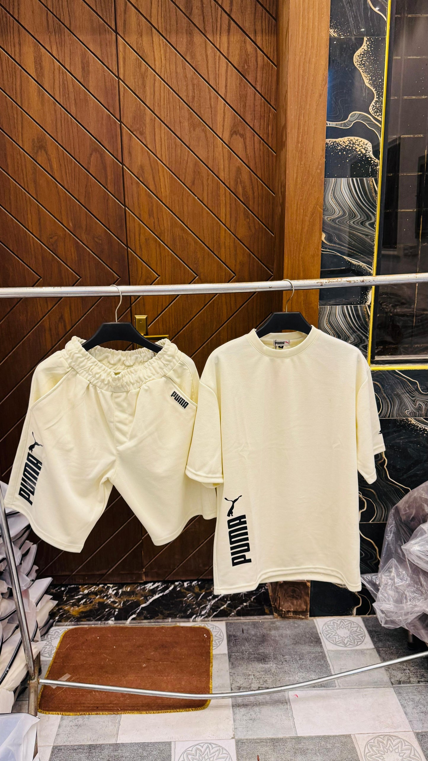 Premium Cotton Interlock Off White Track Suit with Shorts