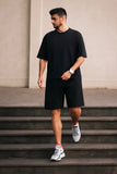 Premium Cotton Interlock Black Track Suit with Shorts