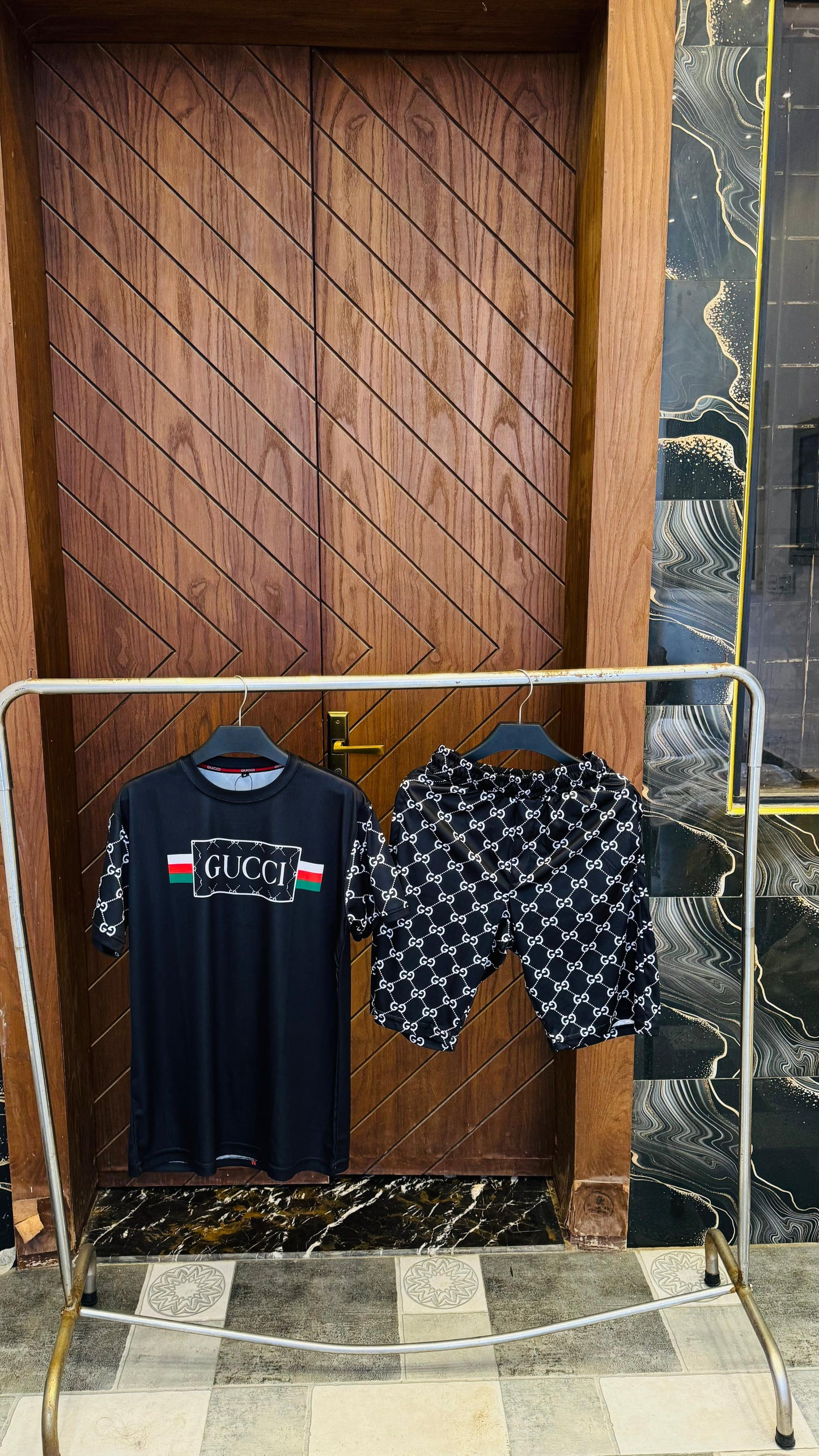 Black Printed Track Suit with shorts