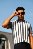 Bold Gray Stripe Polo Shirt