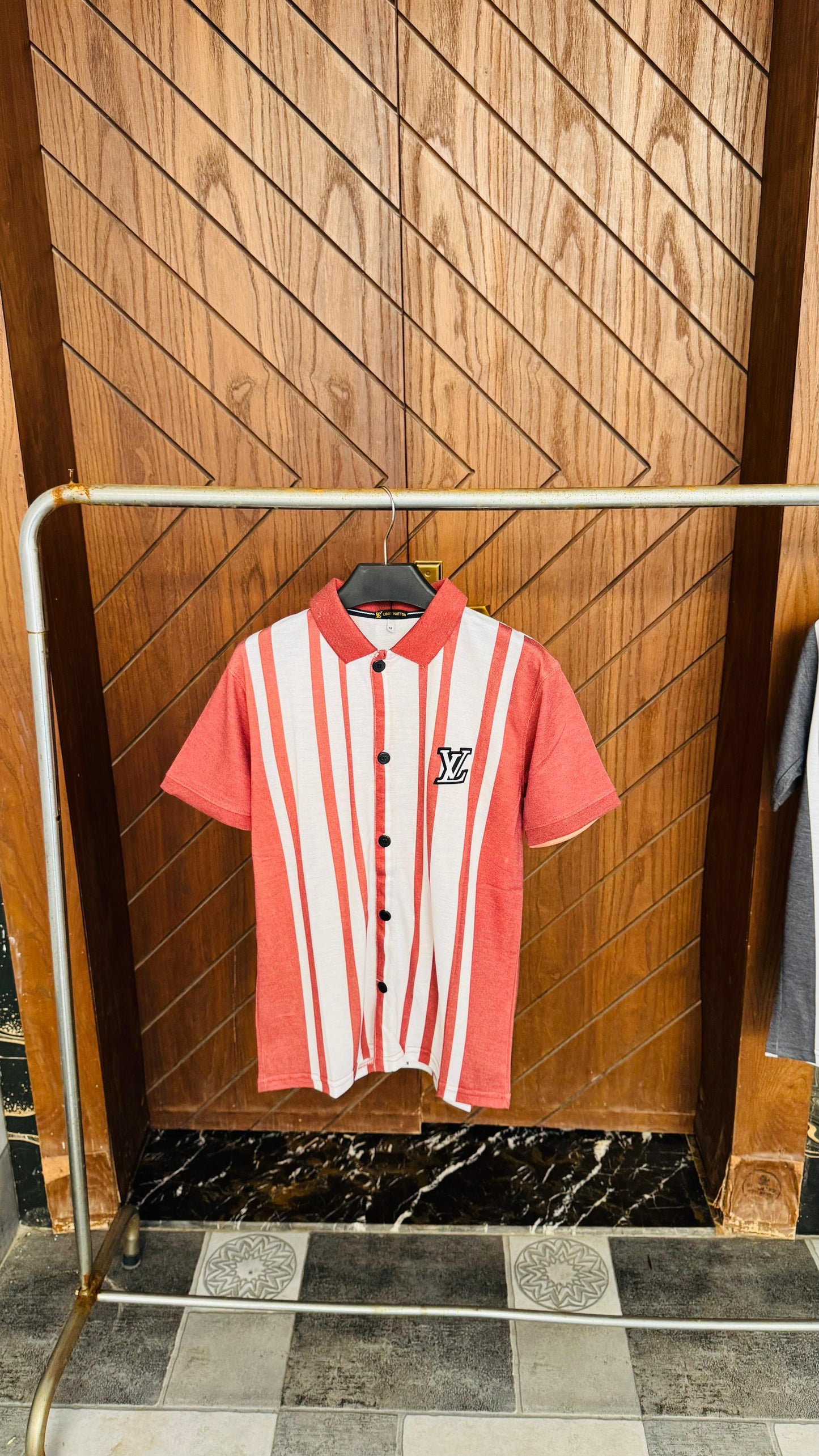 Bold Red Stripe Polo Shirt