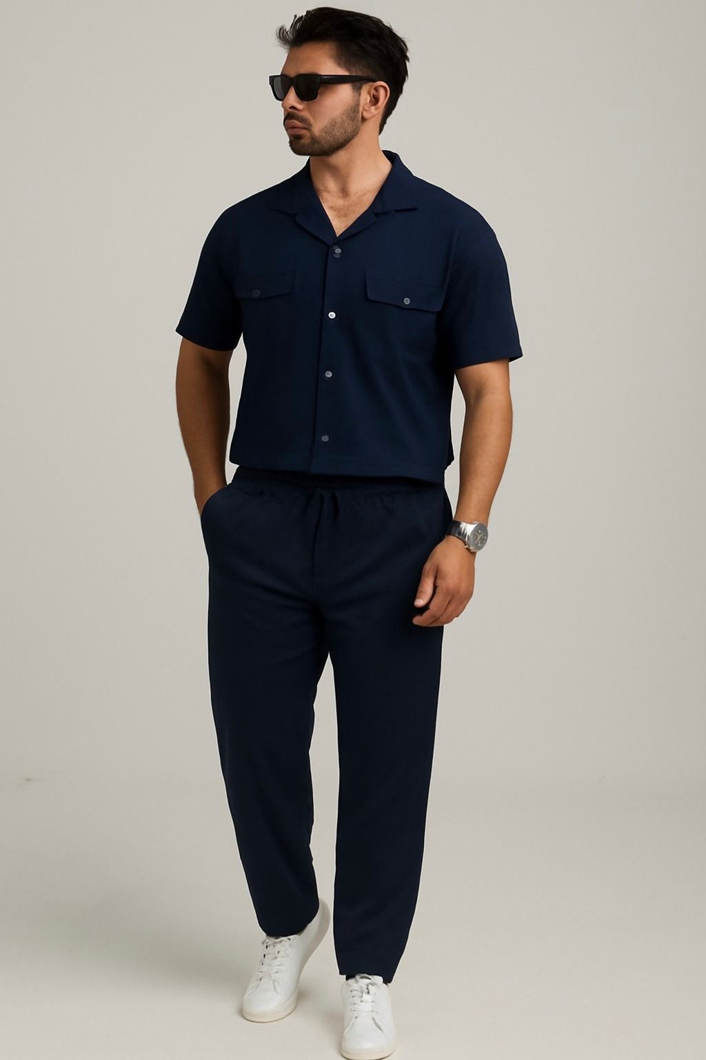 Navy Blue Safari Full Track Suit