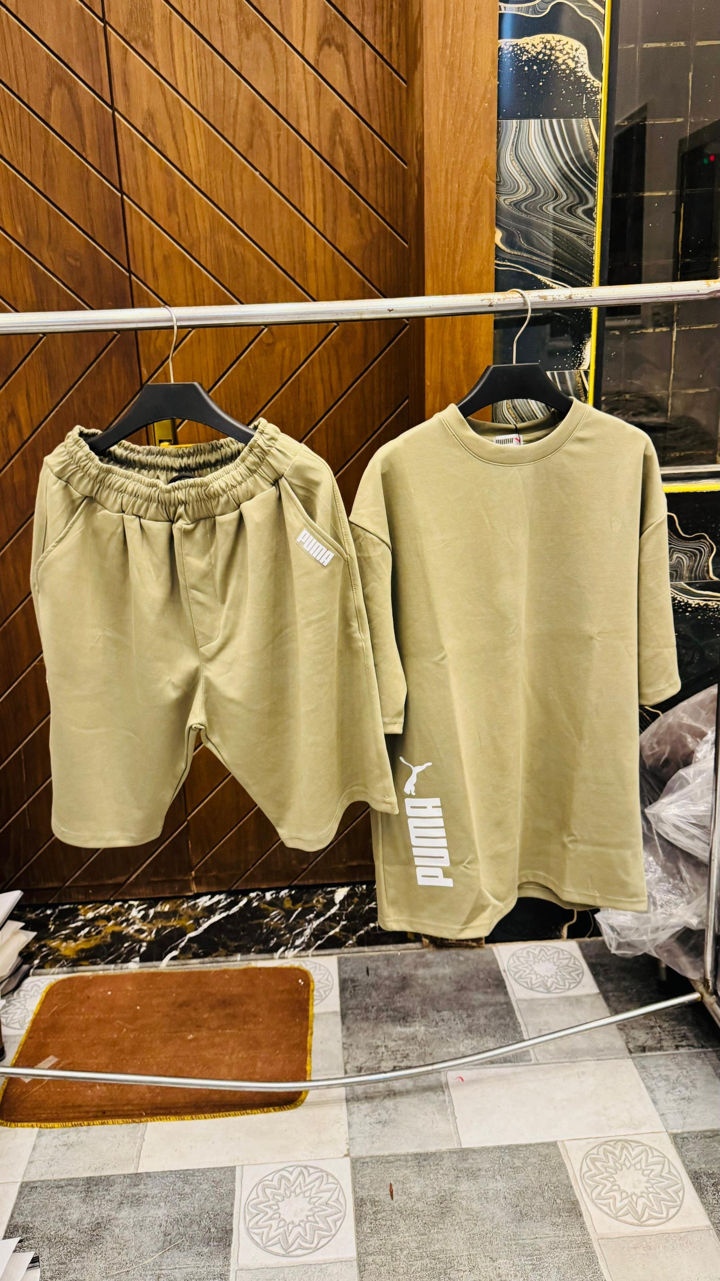 Premium Cotton Interlock Olive Green Track Suit with Shorts