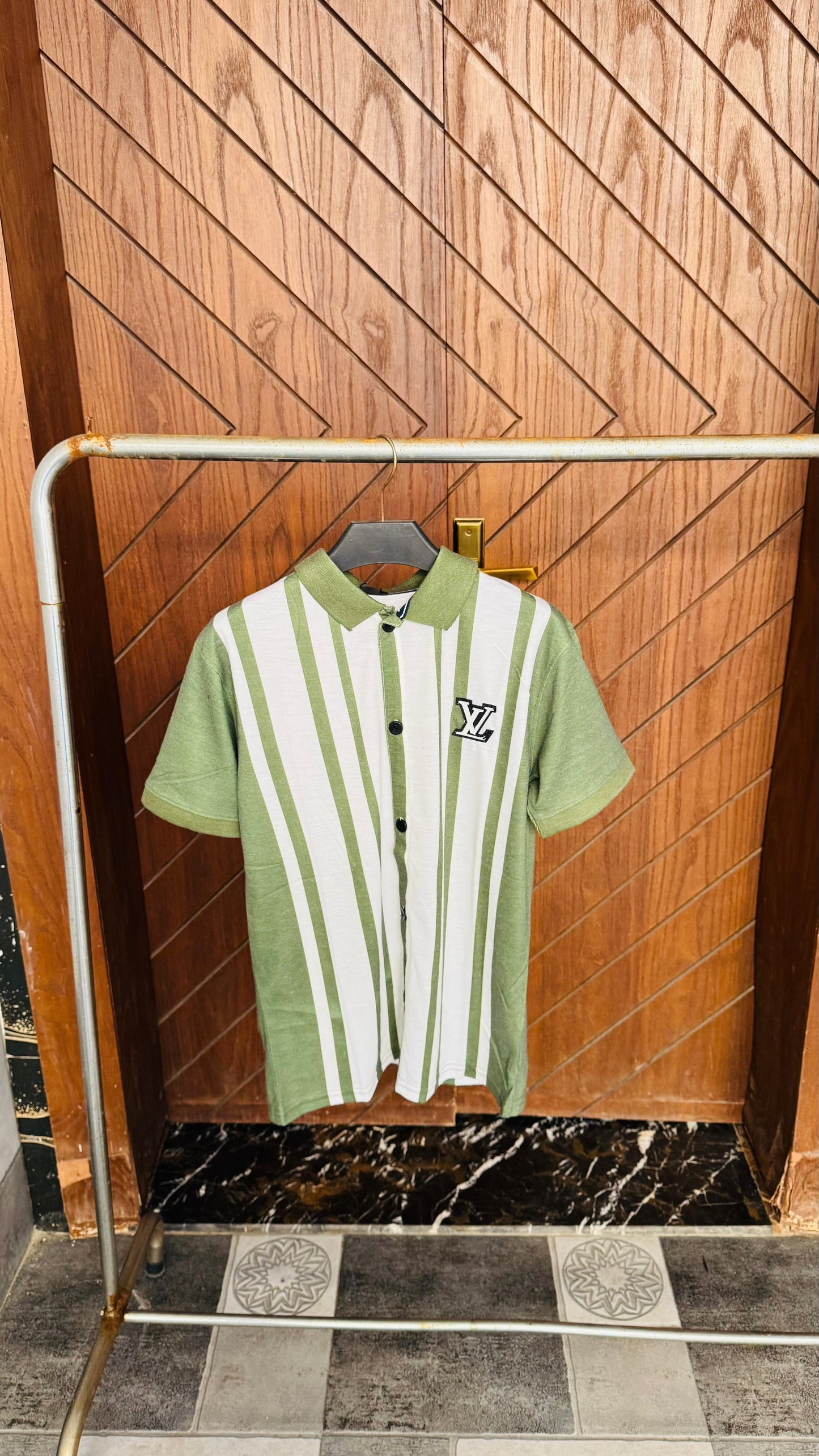Bold Green Stripe Polo Shirt