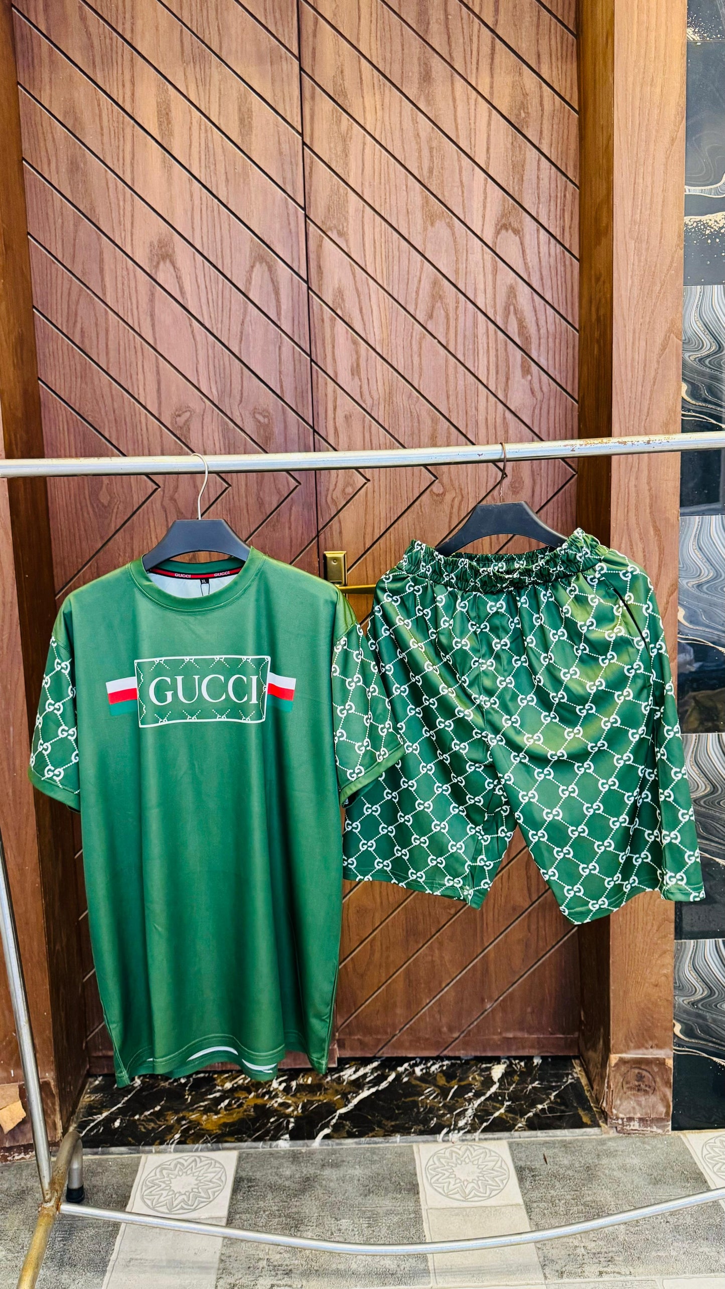 Green Printed Track Suit with shorts