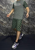 Green Printed Track Suit with shorts