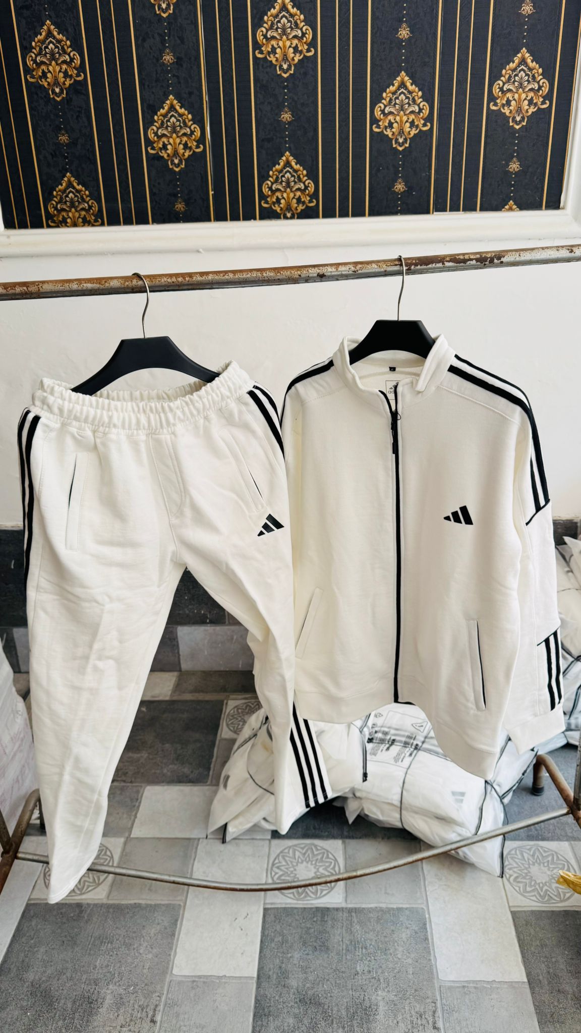 White Three Stripe Winter Tracksuit