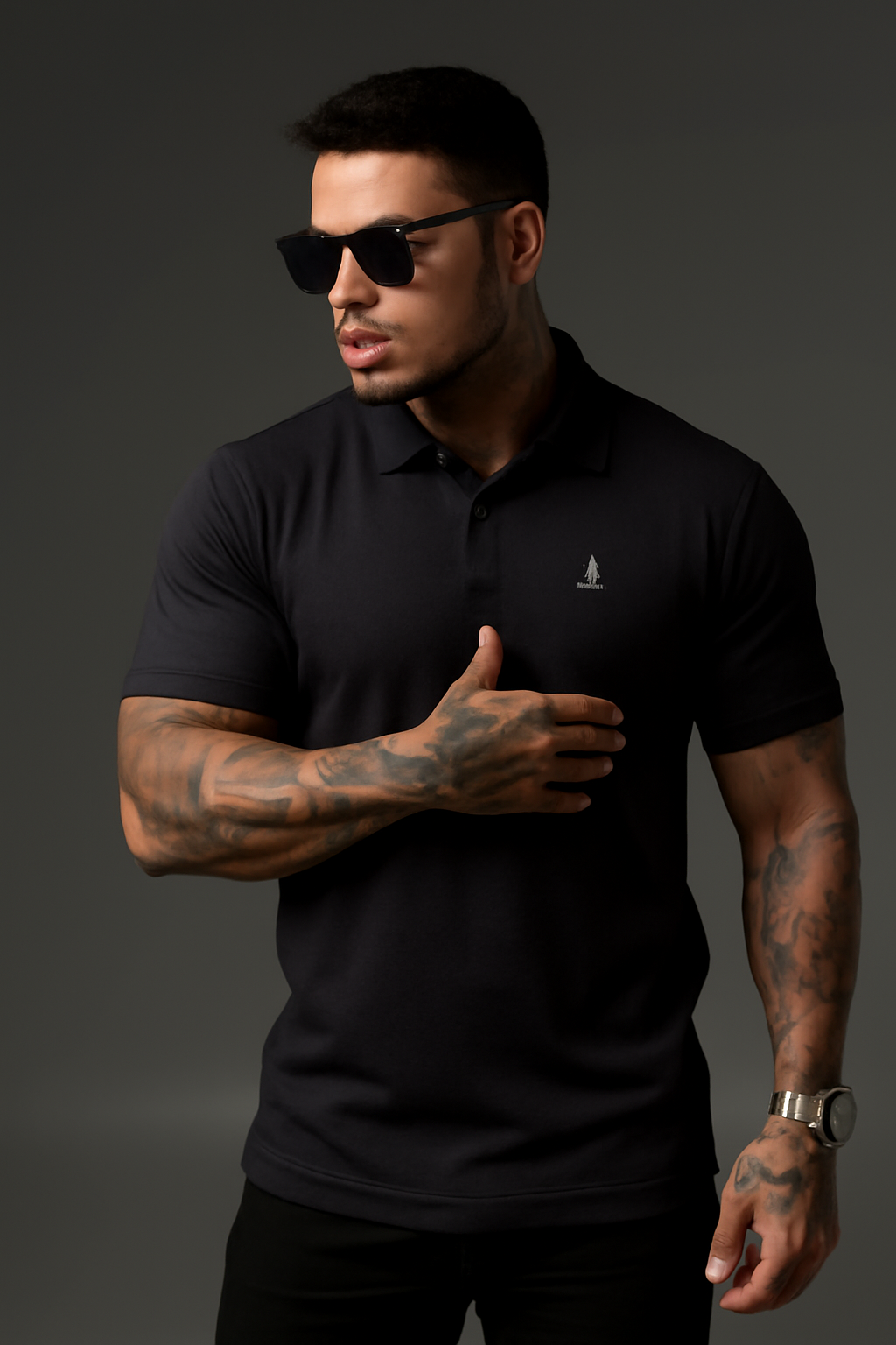 Guess Black Johnny collar Polo- N