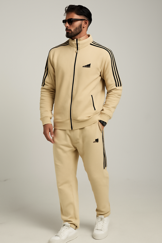 Beige Three Stripe Winter Tracksuit