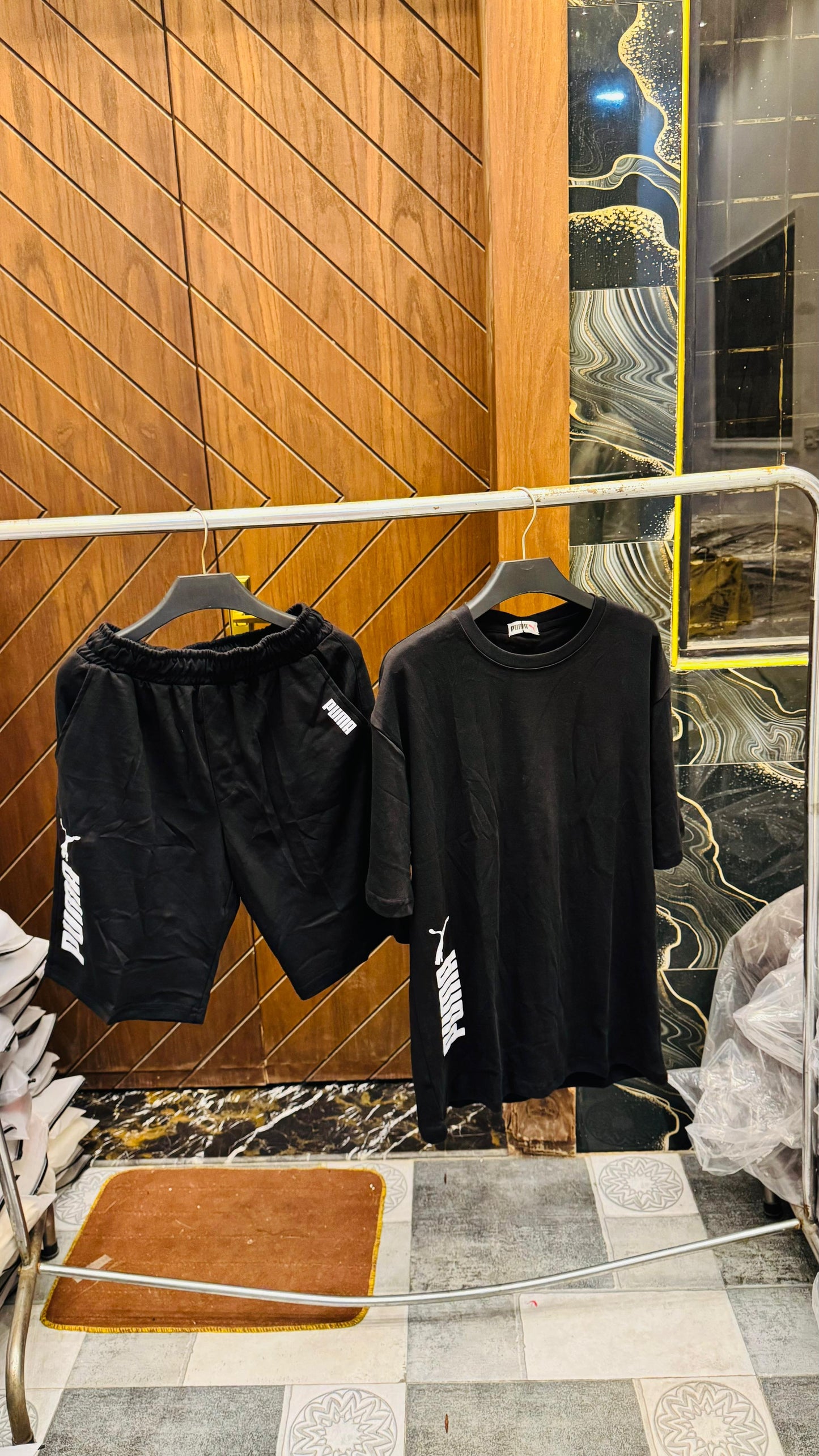 Premium Cotton Interlock Black Track Suit with Shorts