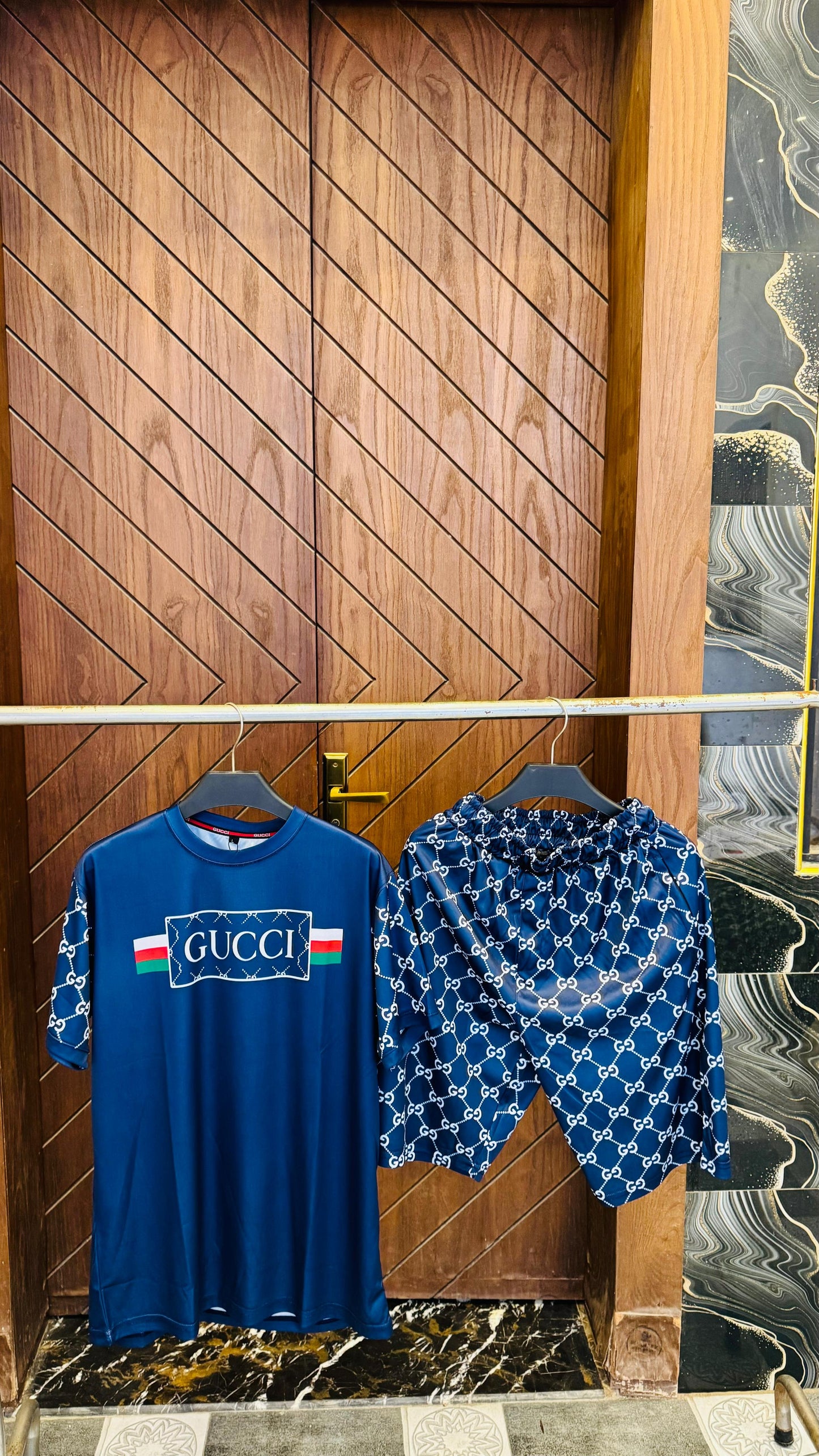 Blue Printed Track Suit with shorts