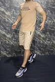 Beige Printed Track Suit with shorts