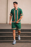 Green Stripe Printed Track Suit with shorts