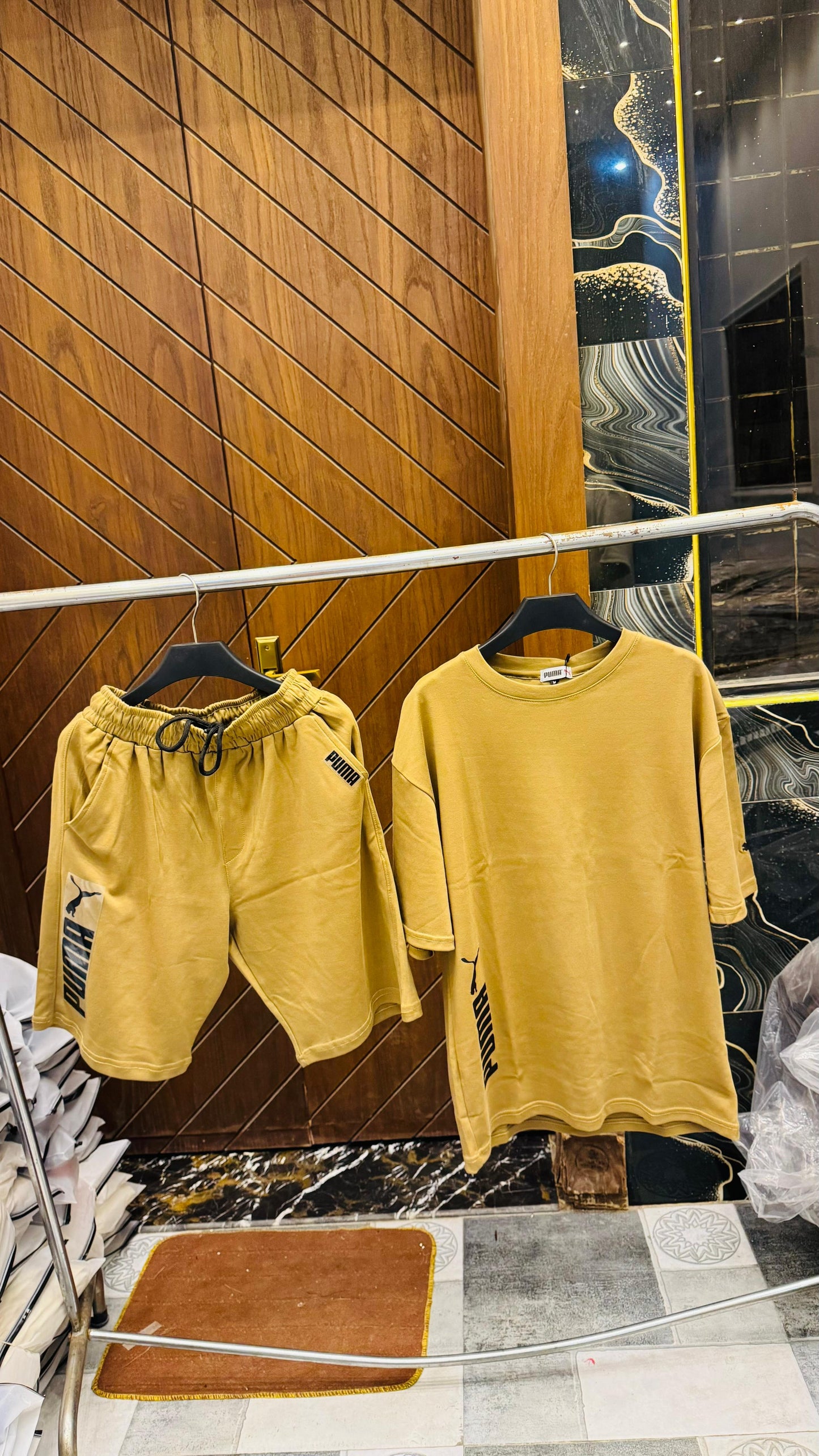 Premium Cotton Interlock Mustard Beige Track Suit with Shorts