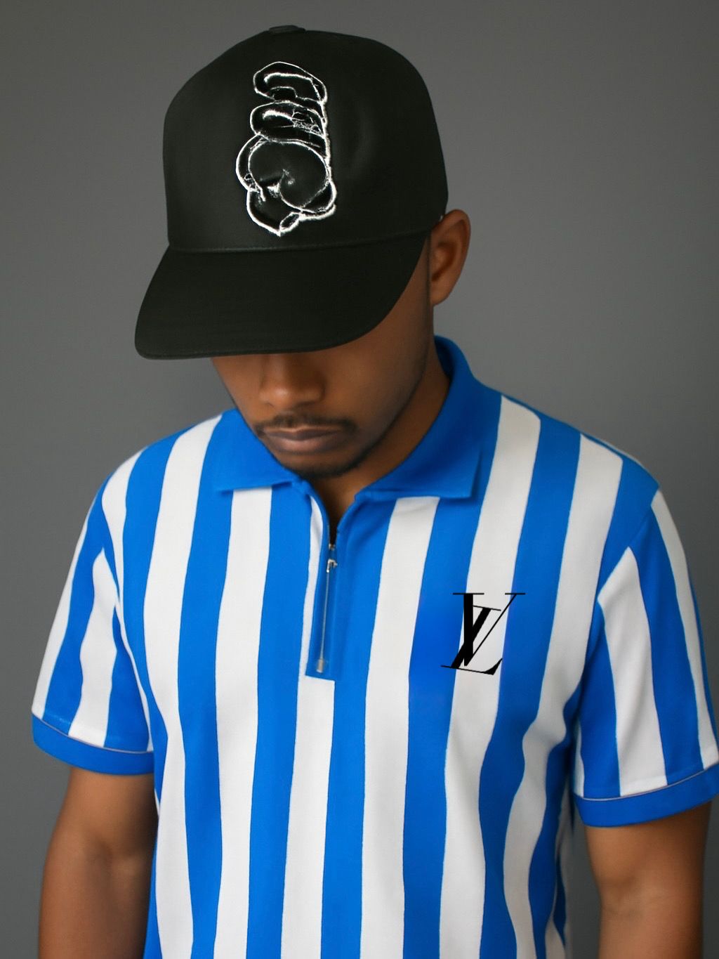 Blue LV Striped Polo Shirt