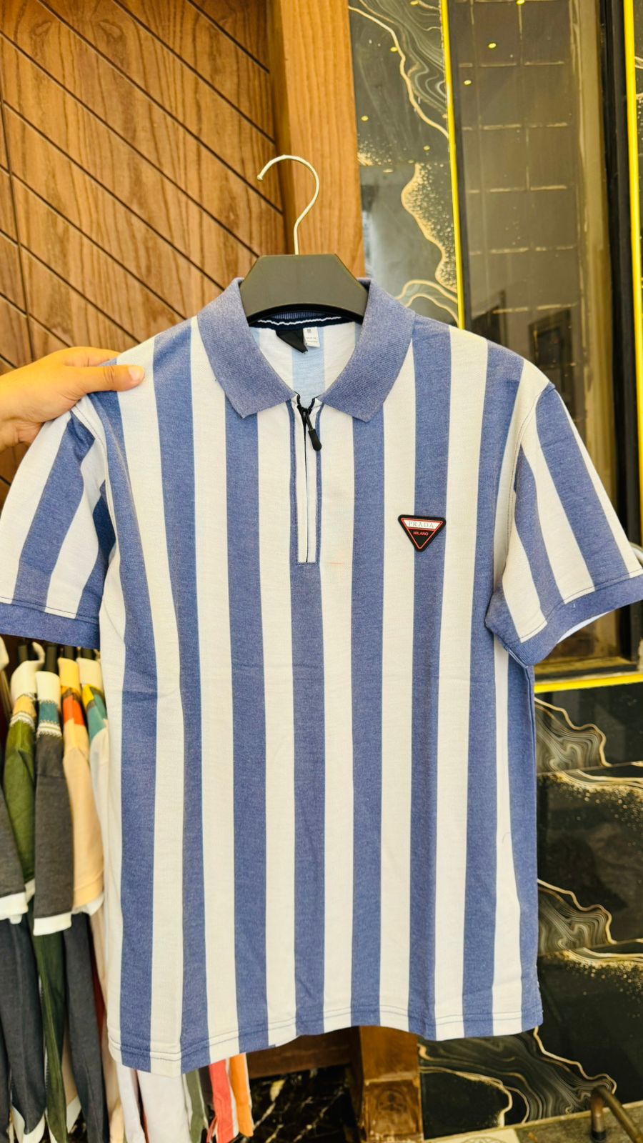 Blue Modern Stripes Polo Shirts