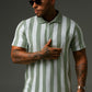 Green Modern Stripes Polo Shirts