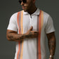 White Polo with Bold Vertical Stripes