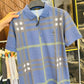 Blue Modern Checkered Pattern Polo Shirt