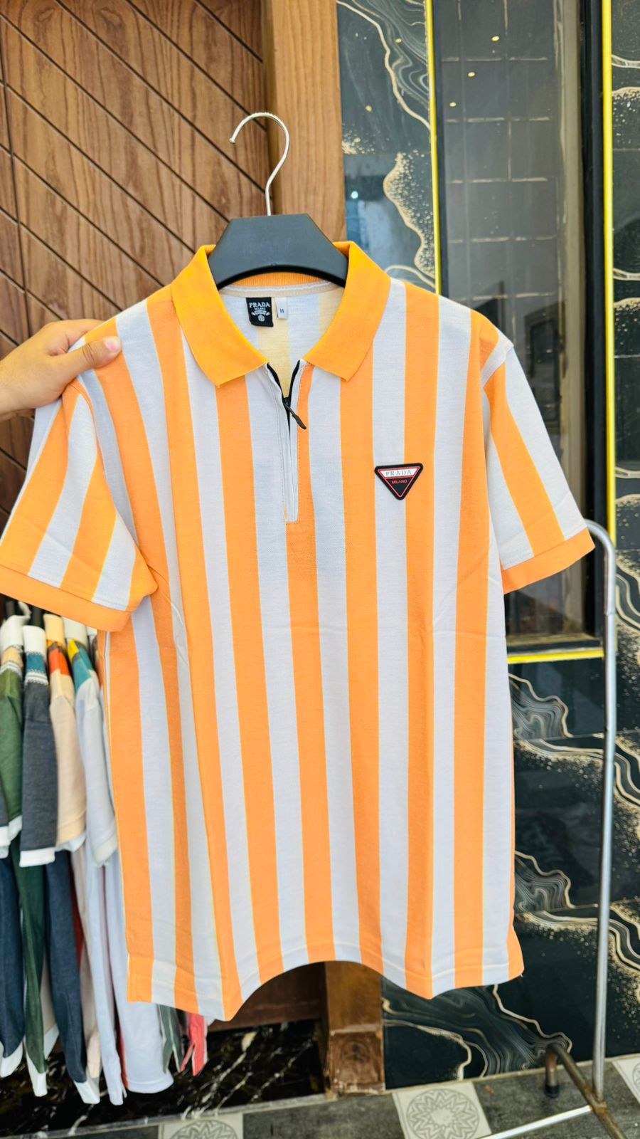 Yellow Modern Stripes Polo Shirts