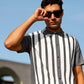 Bold Gray Stripe Polo Shirt