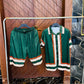 Green Stripe Printed Track Suit with shorts