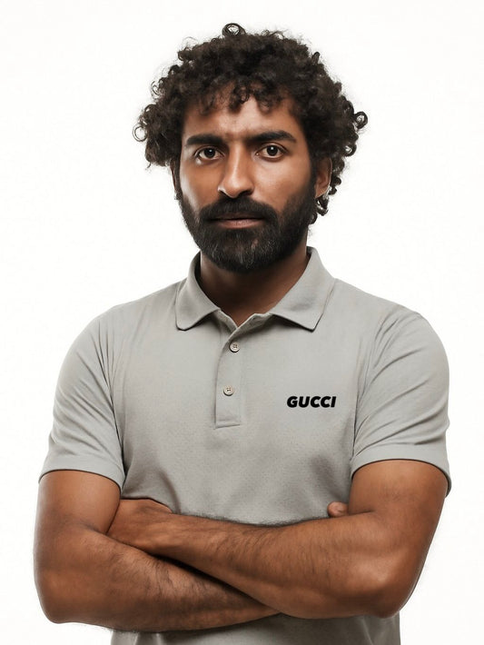 Gucci Grey Polo Shirt with Logo