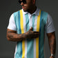 Sky Polo with Bold Vertical Stripes