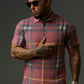 Pink Modern Checkered Pattern Polo Shirt