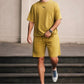 Premium Cotton Interlock Mustard Beige Track Suit with Shorts
