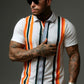 Orange Modern Stripes Polo Shirts