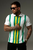 Green Modern Stripes Polo Shirts