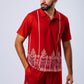 Redish Arabic Printed Tracksuit with Shorts
