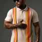 White Polo with Bold Vertical Stripes