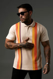 White Polo with Bold Vertical Stripes
