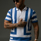 Bold Blue Stripe Polo Shirt