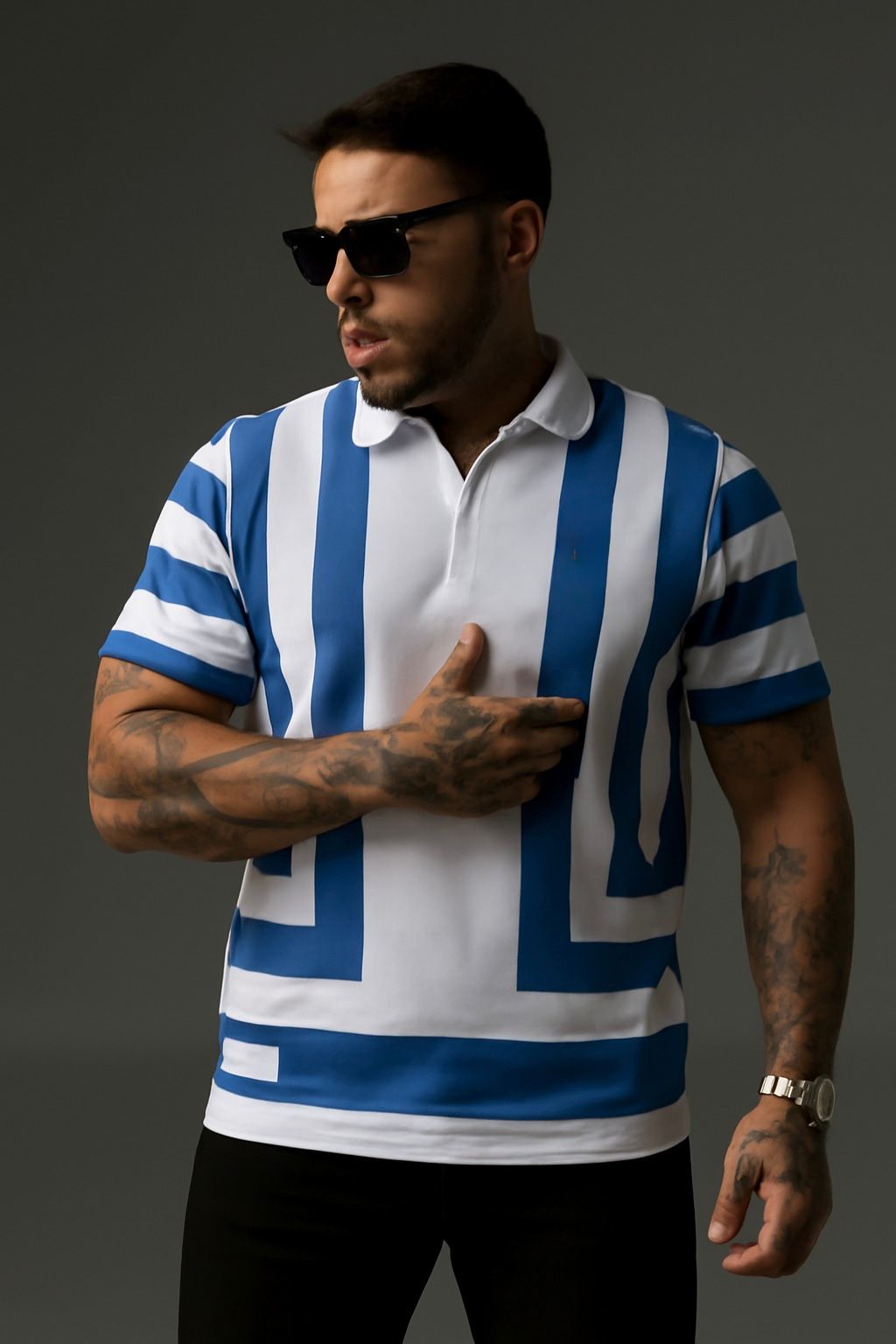 Bold Blue Stripe Polo Shirt