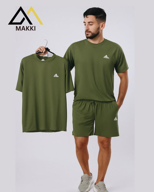 Adidas Olive Green Comfort Track Suit  with shorts