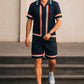 Black Stripe Printed Track Suit with shorts