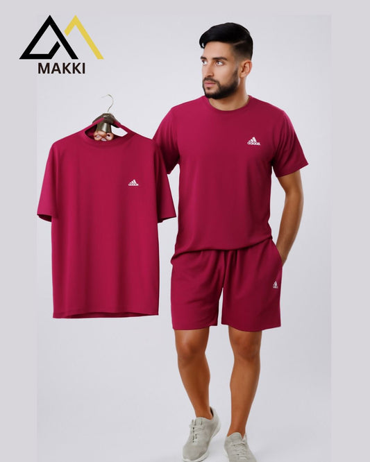 Adidas Mehroon Comfort Track Suit  with shorts