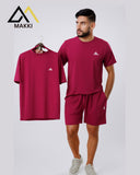 Adidas Mehroon Comfort Track Suit  with shorts