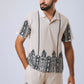 Beige Arabic Printed Track Suit with sorts