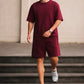 Premium Cotton Interlock Redish Track Suit with Shorts