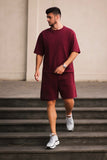 Premium Cotton Interlock Redish Track Suit with Shorts