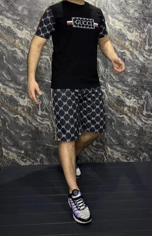 Black Printed Track Suit with shorts
