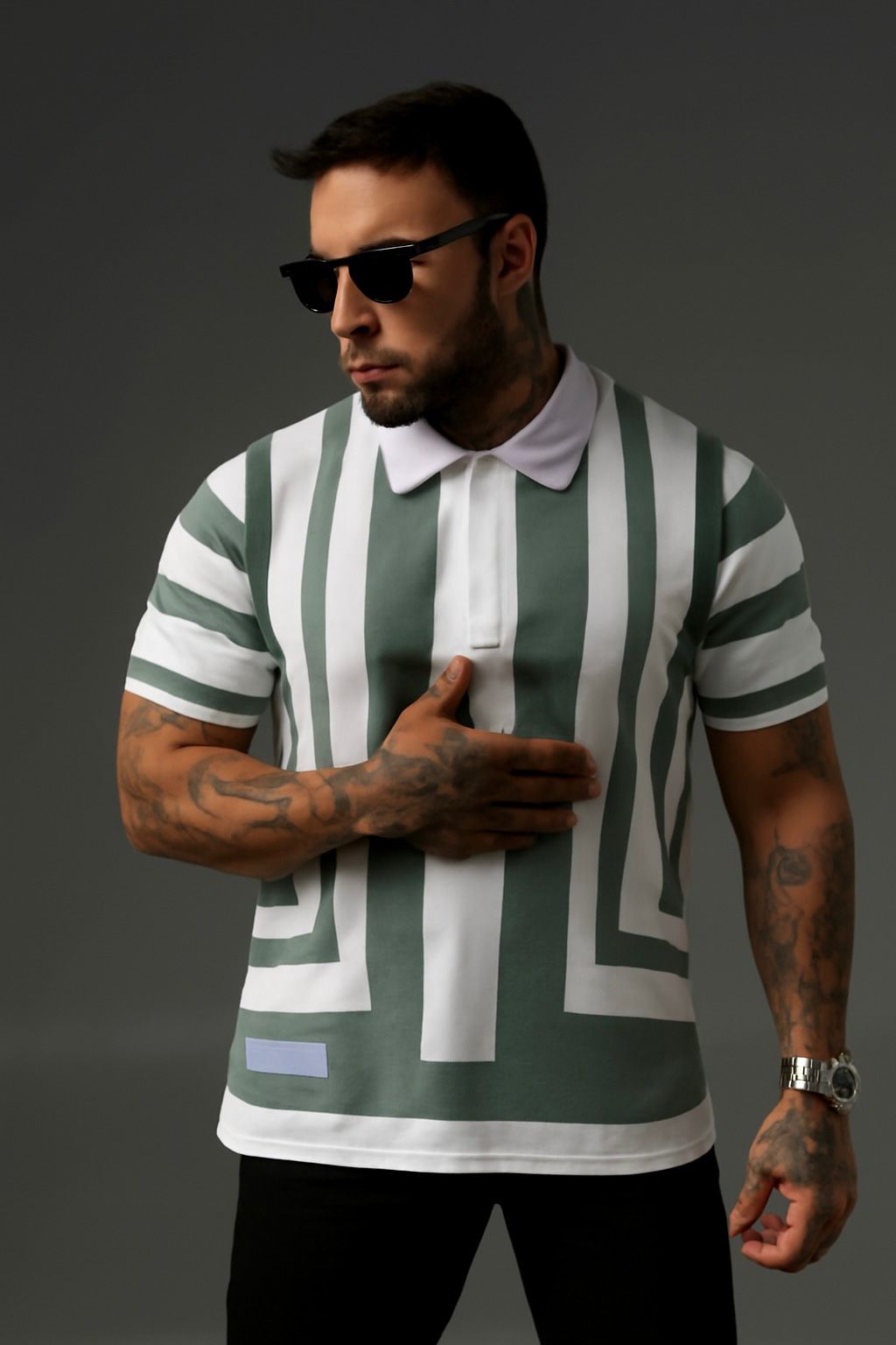 Bold Green Stripe Polo Shirt