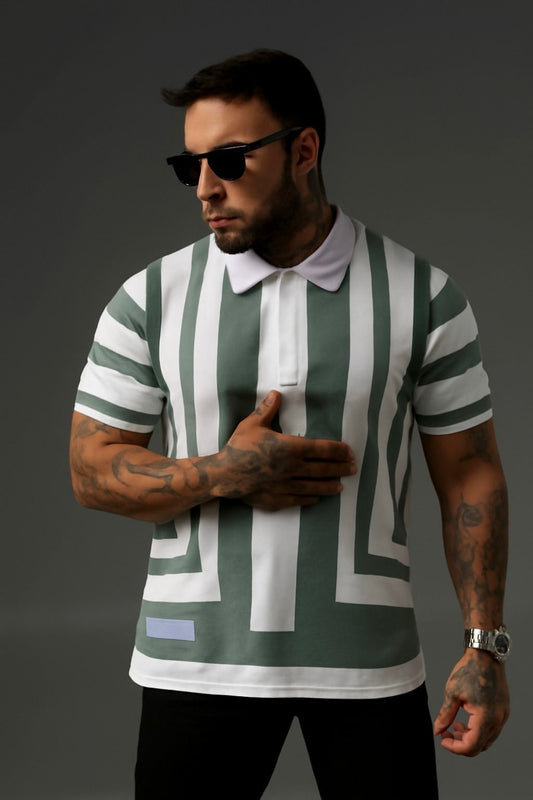 Bold Green Stripe Polo Shirt
