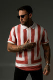 Bold Redish Brown Stripe Polo Shirt