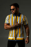 Ocean Yellow Stripe Polo Buttonup Shirt