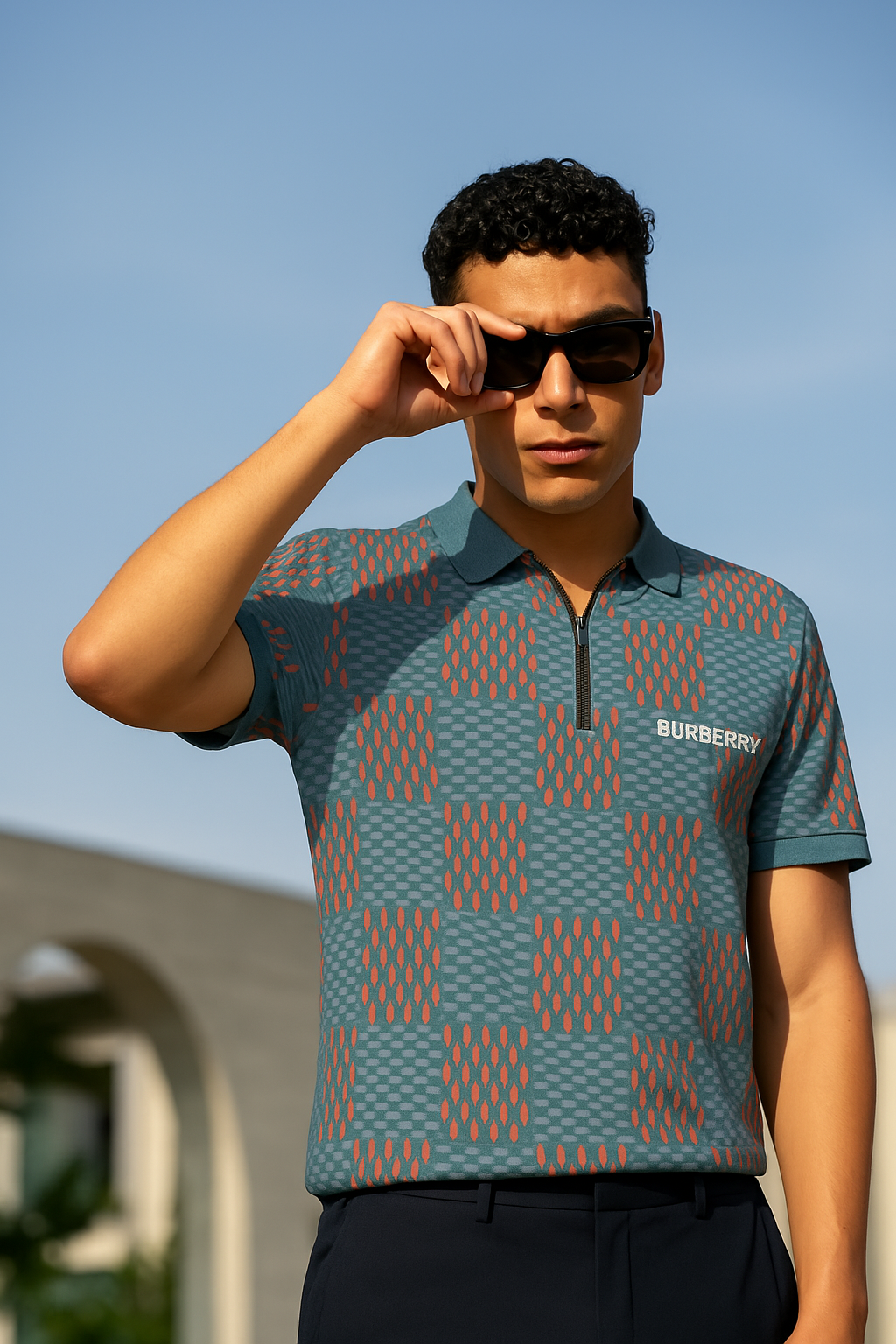 Turquoise Print Polo Shirt – Modern Burberry
